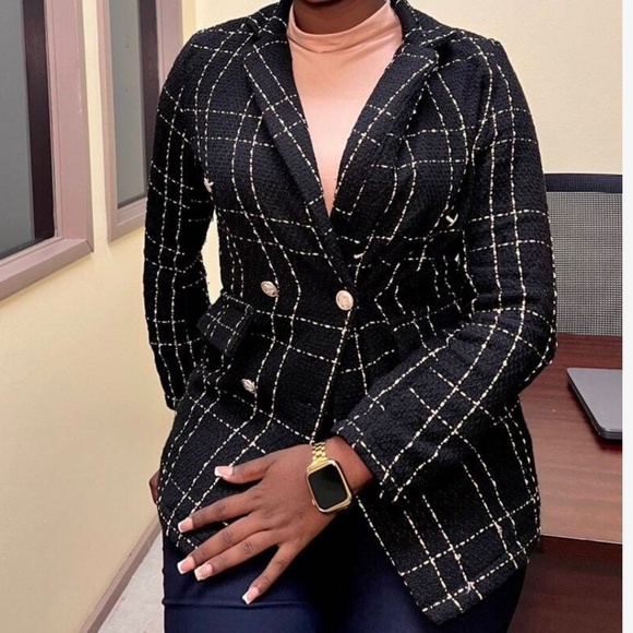 Classic Plaid Button Loose Fit Blazer Jacket - Picture 3 of 7